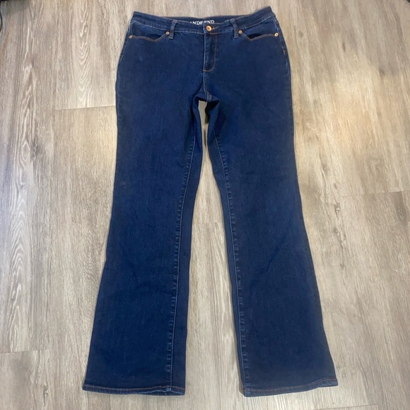 Lands’ End Women’s Mid Rise Bootcut Jeans Size 14 Dark Wash 31” Inseam - Picture 10 of 10